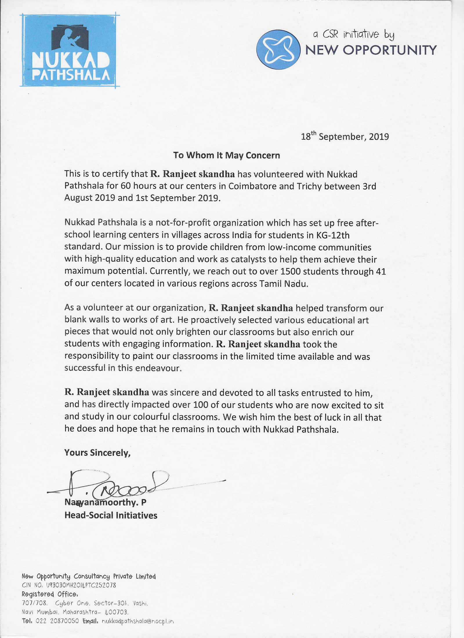 Artopathy — social work recognition certificate